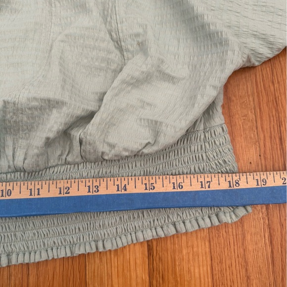 Anthropologie Rebecca Long Sleeve Smocked Waist Peasant Top Mint Green Sz L (j6) - Picture 5 of 11